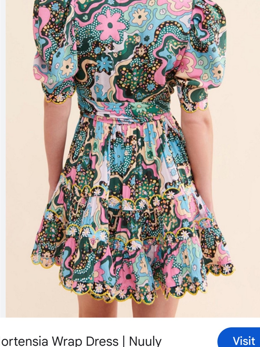 CeliaB Pink & Green Floral Wrap Midi Dress - Picture 4 of 9